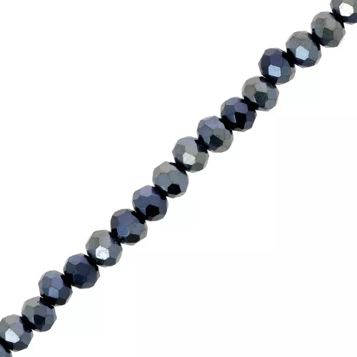 Perles rondelles facettées - rondes aplaties - 4x3.5 mm - Jet Hématite x41cm