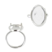 Bague serti cabochon fond plat 18x13 mm taille 56 à 58 - Argent 925 x1|raw }}
