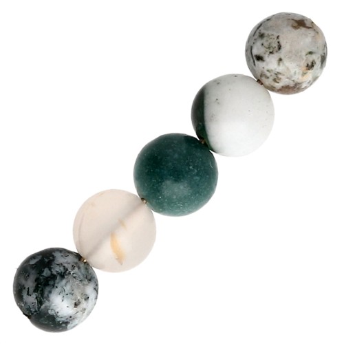Perles rondes en pierre gemme 6.5 mm Tree Agate x15