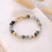 Perles rondes en pierre gemme 6.5 mm Tree Agate x15