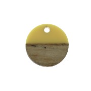 Pendentif rond en résine imitation bois 15 mm - Jaune / Marron x1|raw }}