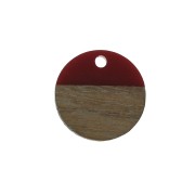 Pendentif rond en résine imitation bois 15 mm - Rouge / Marron x1|raw }}