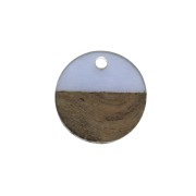 Pendentif rond en résine imitation bois 15 mm - Bleu gris / Marron x1|raw }}