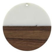 Pendentif rond en résine imitation bois 49 mm - Ivoire / Marron x1|raw }}