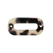 Intercalaire ovale en acétate de cellulose 30x15mm Ecaille de tortue Blanc/Noir x1|raw }}