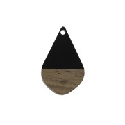 Pendentif goutte en résine imitation bois 28x18 mm Noir / Marron x1|raw }}