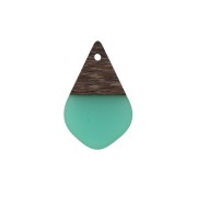 Pendentif goutte en résine imitation bois 28x18 mm Turquoise / Marron x1|raw }}