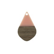 Pendentif goutte en résine imitation bois 28x18 mm Saumon / Marron x1