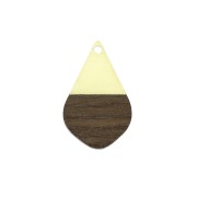 Pendentif goutte en résine imitation bois 28x18 mm Jaune Transparent / Marron x1
