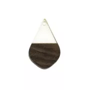 Pendentif goutte en résine imitation bois 28x18 mm Transparent / Marron x1
