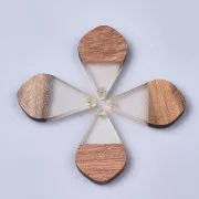 Pendentif goutte en résine imitation bois 28x18 mm Transparent / Marron x1