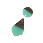 Pendentif goutte en résine imitation bois 28x18 mm Transparent / Marron x1