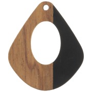 Pendentif goutte ajouré en résine imitation bois 32.5x27 mm Noir - Marron x1