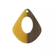 Jaune - Pendentif goutte ajouré en résine imitation bois 32.5x27 mm Jaune/Marron x1 Pendentif goutte ajouré en résine imitation bois 32.5x27 mm Jaune/Marron x1