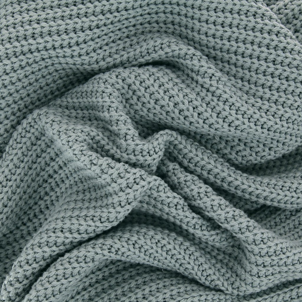 Tissu jersey façon maille tricot Gris Vert x20cm Perles & Co