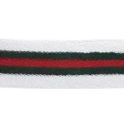 Ruban élastique éponge réversible large pour couture 40 mm Blanc/Vert/Rouge x50cm