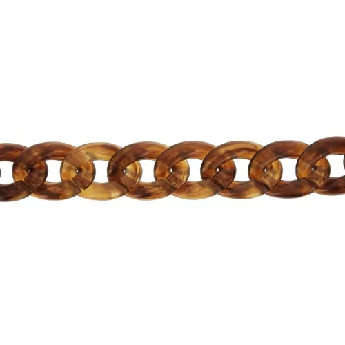 Chaîne plastique brillant maille gourmette 29x21 mm - Écaille Marron x50cm