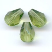 Perles poires facettées 7x5 mm - Olivine x25