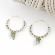 Mini pendentif dent de requin - imitation gemme 20mm Aventurine Rouge/Doré x1