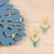 Mini pendentif dent de requin - imitation gemme 20mm Aventurine Rouge/Doré x1