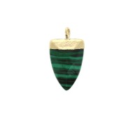 Mini pendentif pointe avec pierre imitation gemme 18 mm Malachite / Doré x1