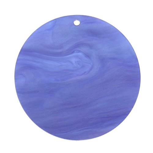 Pendentif rond en plexiglas 38 mm effet nacré - Bleu x1