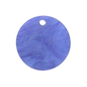Pendentif rond en plexiglas 38 mm effet nacré - Bleu x1