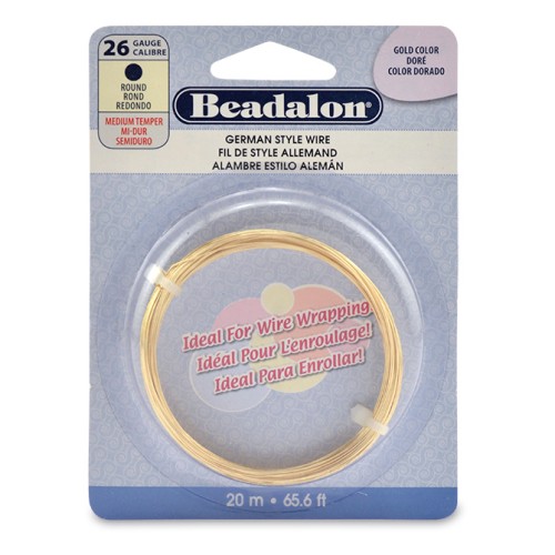 Fil de laiton rond 0.41 mm - German Style Wire - Doré x20m