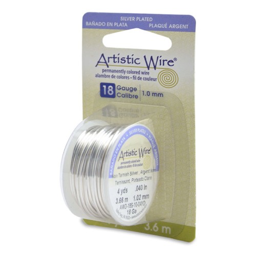 Fil de cuivre Artistic Wire 1 mm - Argenté anti-ternissement x3.6m