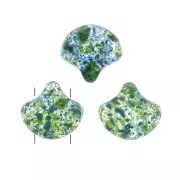 Perles en verre Ginko Duo 2 trous 7.5x7.5 mm Confetti Splash Blue Green x10g