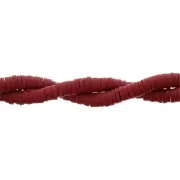 Perles Heishi rondelles  en pâte polymère 3.5x1 mm Rouge Foncé x45 cm