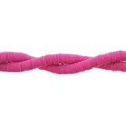 Perles rondelles Heishi en pâte polymère 3.5x1 mm Fuchsia x45 cm