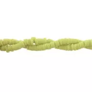Perles Heishi rondelles  en pâte polymère 3x1 mm Vert Anis x39 cm
