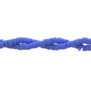 Perles Heishi rondelles  en pâte polymère 3x1 mm Bleu paon x45 cm