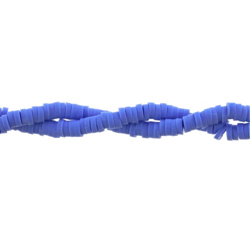 Perles Heishi rondelles  en pâte polymère 3x1 mm Bleu paon x45 cm