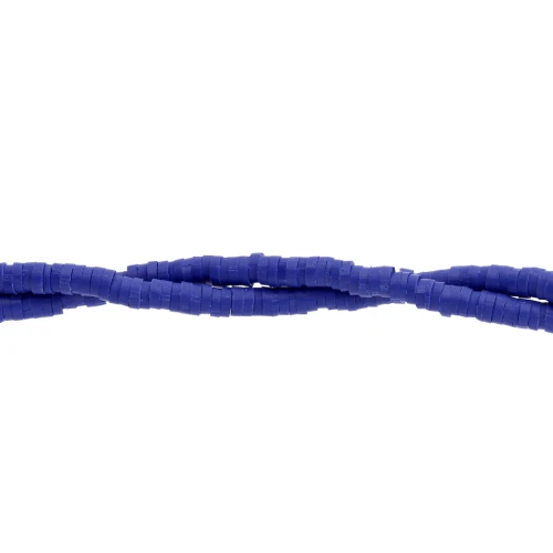 Perles Heishi rondelles en pâte polymère 3x1 mm Bleu Dur x45 cm