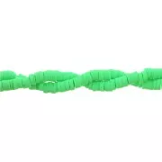 Perles Heishi rondelles  en pâte polymère 3x1 mm Vert Clair x45 cm