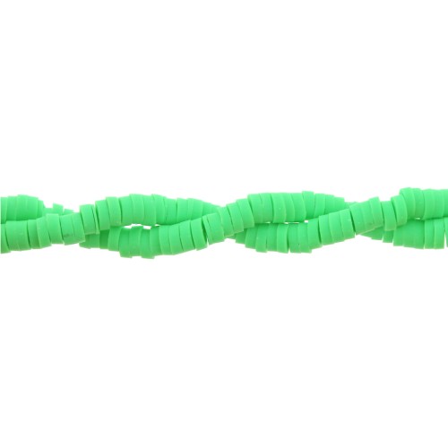 Perles Heishi rondelles  en pâte polymère 3x1 mm Vert Clair x45 cm
