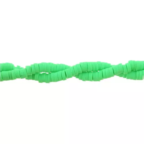 Perles Heishi rondelles en pâte polymère 3x1 mm Vert Clair x45 cm