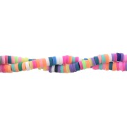 Perles Heishi rondelles  en pâte polymère 3x1 mm Multicolore Fluo x39 cm