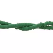 Perles Heishi rondelles  en pâte polymère 3x1 mm Vert Sapin x39 cm