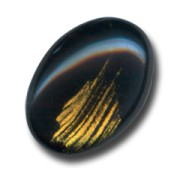 Cabochon ovale 25x18 mm Jet/Gold x1