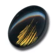 Cabochon ovale 25x18 mm Jet/Gold x1