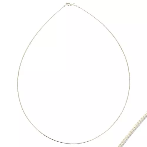 Tour de cou chaîne maille oméga - 1 mm en Argent 925 x45 cm