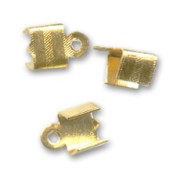 Pince lacet plat 4 mm doré à l'or fin x6|raw }}