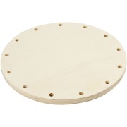 Base ronde percée en bois 13 trous pour panier à tisser 18 cm - Naturel x1
