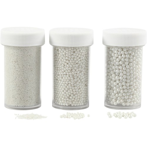 Assortiment de mini billes en verre de 0.6 à 3 mm - Nacre x3