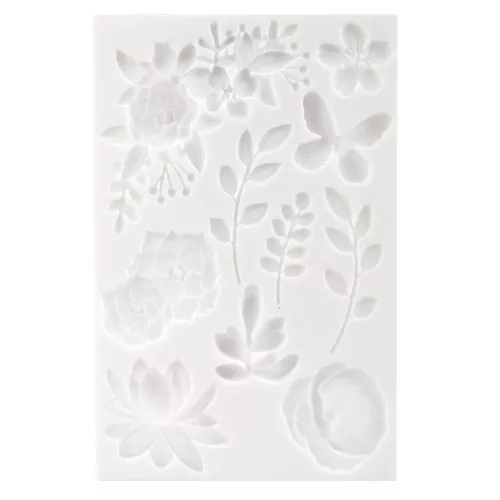 Moule en silicone pour pâte polymère, résine et pâte de métal - Floral x1
