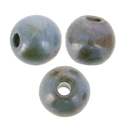 Perles en verre tchèque rondes 3 mm Bleu Vert de gris marbré x50