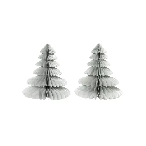 Sapins en papier nid d'abeille - déco de table Let's Party - Argenté x2